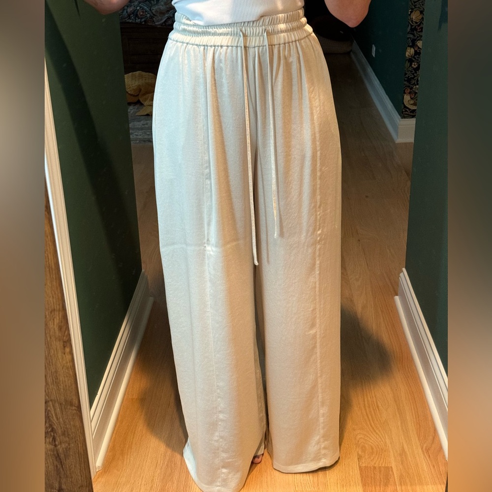 Open Edit Wide-Leg Satin Pant